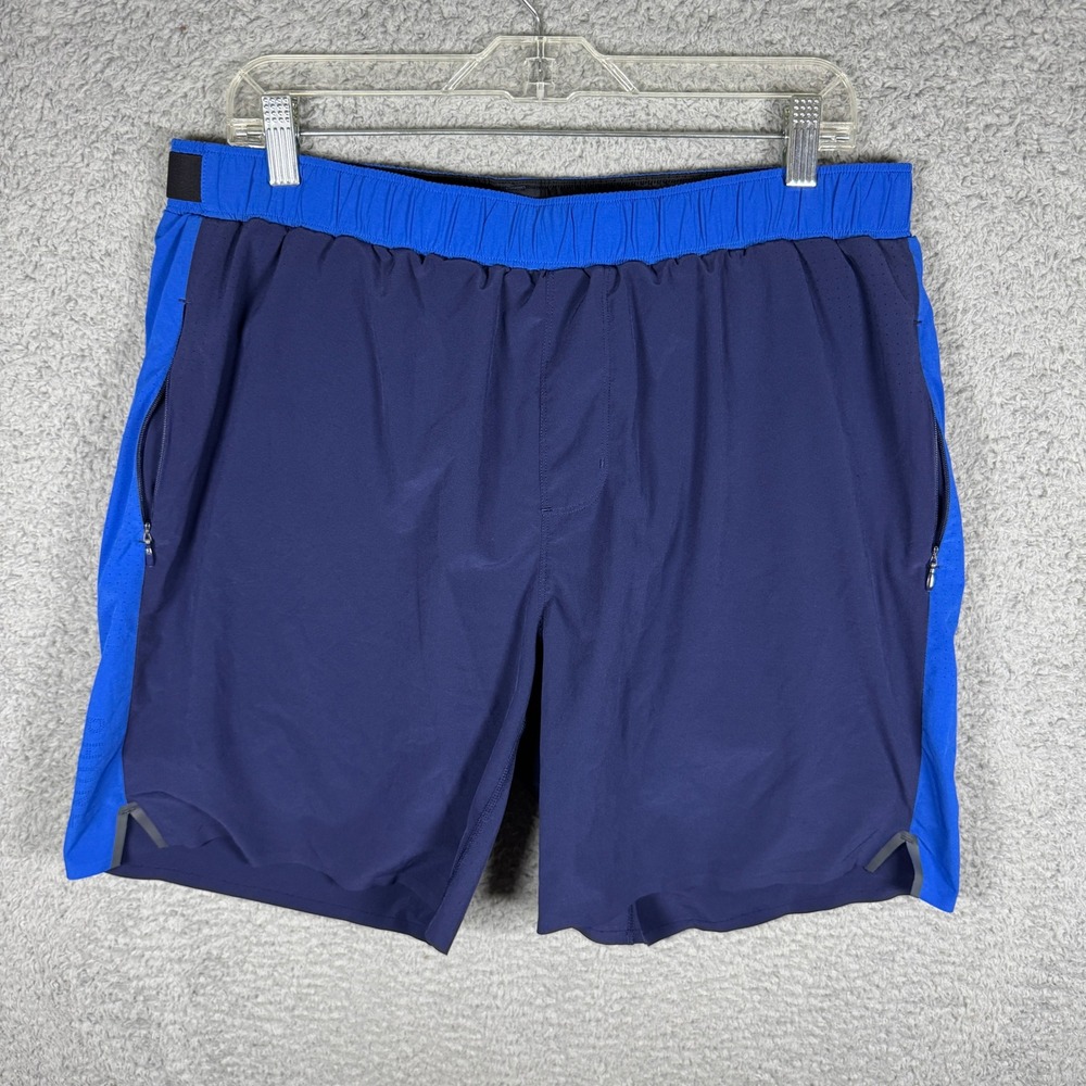 Rhone Equinox Mens L Navy Blue Royal Blue Performance Running Athletic Shorts